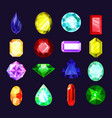colorful gems crystal jewels and diamond icons vector image vector image