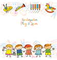 kindergarten kids and playground frame vector image vector image