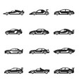 racing cars bold black silhouette icons set vector image