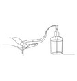 continues line drawing hand sanitizer alcohol gel vector image
