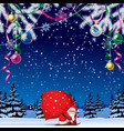 santa claus by ski with a red big sack vector image vector image