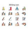 writing icon set filled outline style vector image