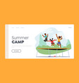 summer camp landing page template little kids vector image