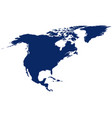 map north america in blue colour vector image vector image