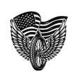 winged wheel on american flag background design vector image vector image