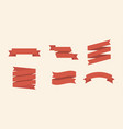 ribbons set 6 bunners colorful ribbon flat vector image