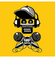rap battle sign with skull and two microphones vector image vector image