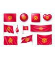 set kyrgyzstan flags banners symbols vector image