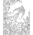 coloring page with beautiful flying bird vector image