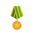 military golden medal with star and green-yellow vector image