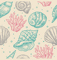seamless pattern sea shell engravin vector image