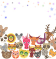 set of funny animals muzzle template for your vector image