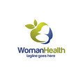 apple with woman silhouette for health logo vector image