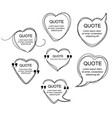 set scribbled comic heart-shaped speech bubbles vector image