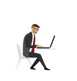 man working on laptop computer vector image