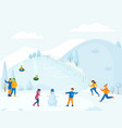 couple in winter clothes have romantic winter vector image
