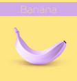 painted purple banana on yellow background vector image vector image