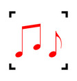 music notes sign red icon inside black vector image