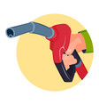 filling gasoline station pistol in people hands vector image