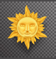 antique golden sun face crown of flames realistic vector image vector image