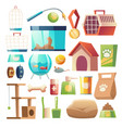 pet shop food and accessories zoo supermarket set vector image