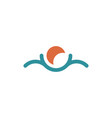 water wave with moon logo vector image