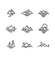 mountain line logo icon set geometric hill mount vector image