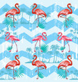 seamless pattern with flamingoes vector image