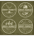 set of vintage labels green market with tractor vector image