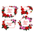 wedding invitation card with red flower frame vector image