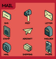 mail color outline isometric icons vector image