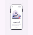 young woman sitting on sofa with cat and mobile vector image vector image