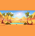 palm tree lake in desert oasis and sun sky vector image