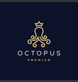 abstract luxury octopus logo with crown icon vector image vector image