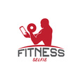 man of fitness silhouette character make selfie vector image vector image