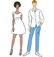couple young elegant people in summer clothing vector image