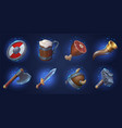 viking weapons shield helmet food bugle horn vector image