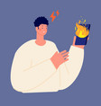 smartphone in fire flame information attack vector image