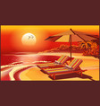 picturesque beach umbrella and deck chairs vector image