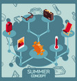 summer color concept isometric icons vector image vector image