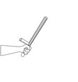 single one line drawing hand holding police bat vector image