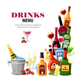 alcoholic beverages drinks menu flat poster vector image