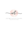 wt initial handwriting logo vector image