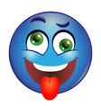 crazy blue smiley showing tongue vector image vector image