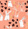 seamless pattern with cute hand drawn bunny vector image vector image