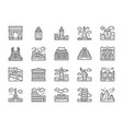 set world landmark line icons egypt italy vector image