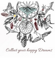 hand drawn dream catcher in engraved style vector image