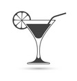 icon of wine glass with slice of lemon and straw vector image vector image