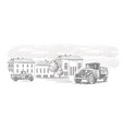 vintage truck lorry in city with barrel vector image vector image