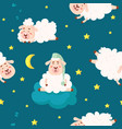 white baby sheep cartoon sheeps seamless pattern vector image